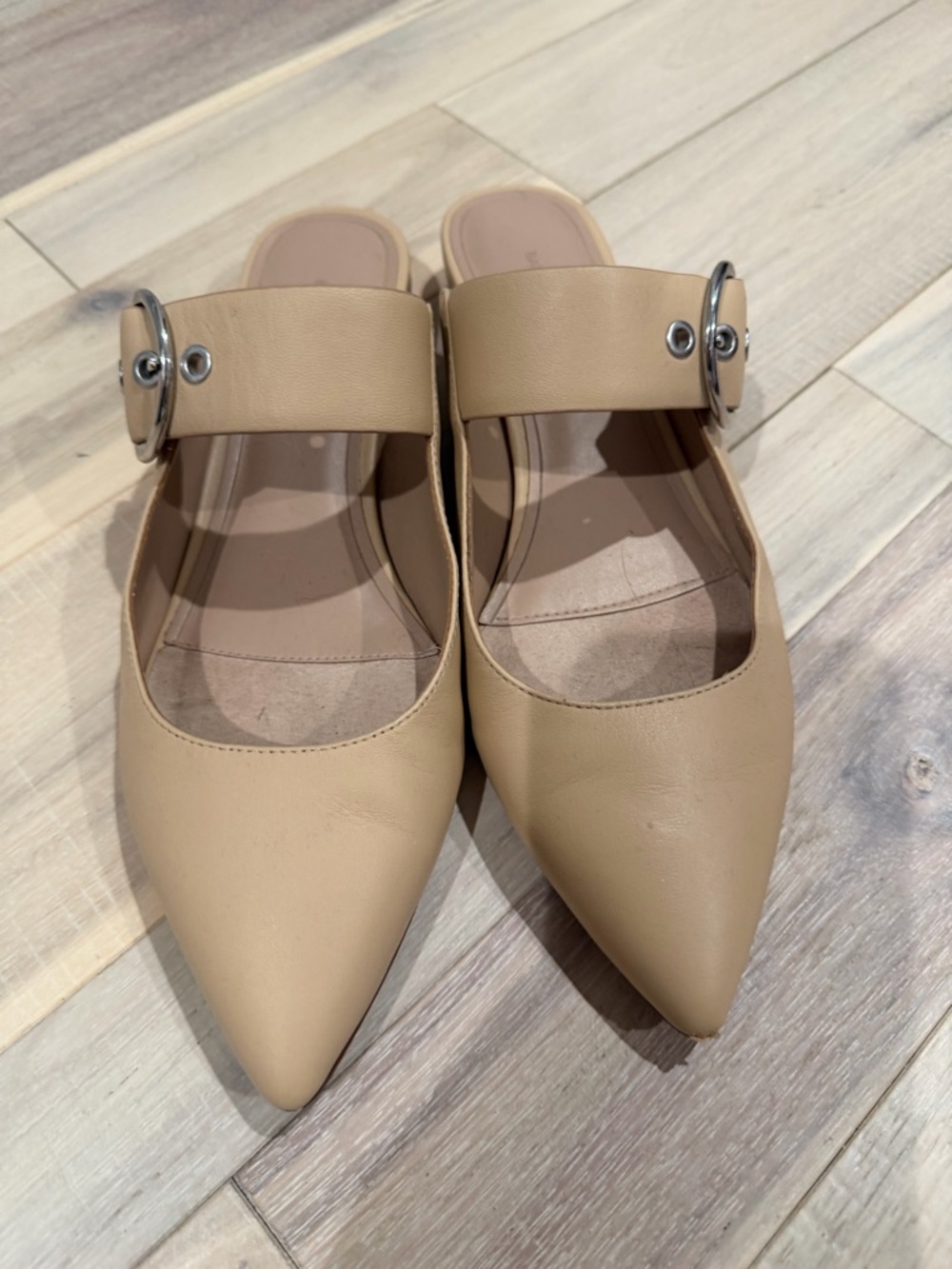 Banana Republic Tan Pointed-Toe Mule with Buckle Strap